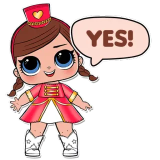 😃 7215a1f9 YES! LOL Surprise, doll, cartoon, sticker, YES telegram sticker
