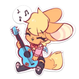 🎸 82acda01 kartun, binatang, rubah, gitar, musik, lucu, musikal, stiker telegram sticker