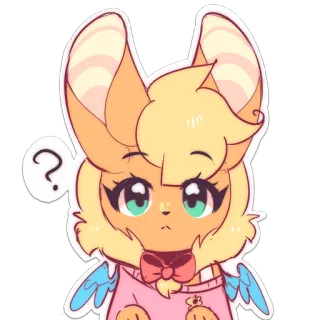 😮 b22ce5e9 Kartun, Lucu, Binatang, Tanda tanya, Stiker, Sayap, Antropomorfik telegram sticker