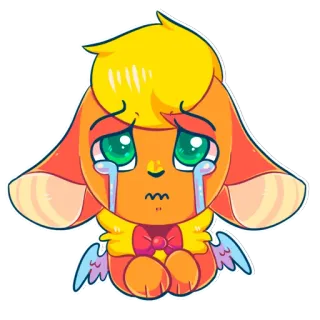 😭 c48a06ed sedih, menangis, kartun, hewan, sayap, oranye, lucu telegram sticker
