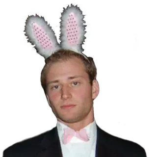 🤡 e8418e7e 남자, 토끼 귀, 정장, 나비 넥타이, 부활절, 토끼 telegram sticker