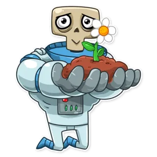 💐 2702870b phim hoạt hình, bộ xương, phi hành gia, hoa, hòa bình, thực vật, đất telegram sticker