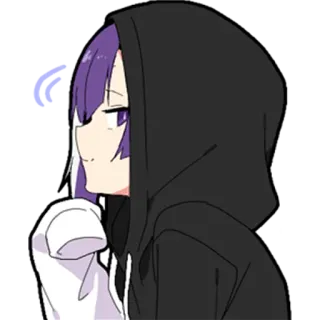 😏 2da04d30 Anime, Mädchen, Kapuzenpulli, lila Haare, Cartoon, süß, digitale Kunst telegram sticker