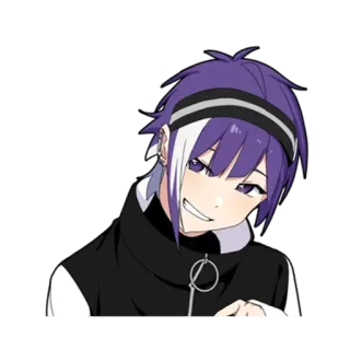 😏 90709fc6 Animé, Manga, Personnage, cheveux violets, sourire, dessin animé telegram sticker