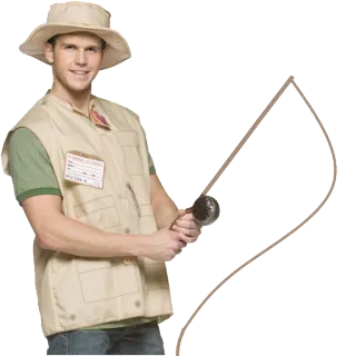 💖 c07c4e01 pria, memancing, nelayan, topi, rompi, joran telegram sticker