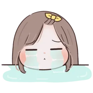 😭 9b61e841 哭, 伤心, 眼泪, 情绪化, 卡通, Q版, 女孩 telegram sticker