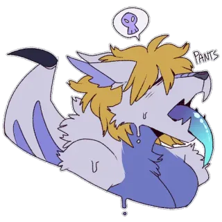 💀 52b0ac03 pants wolf, monster, süß, schädel, fantasy, cartoon telegram sticker