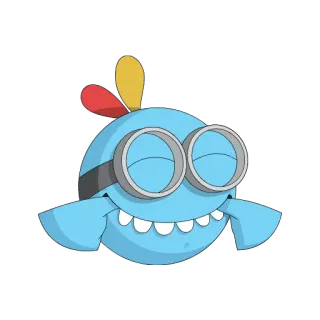 😁 104f9791 azul, dibujo animado, personaje, gafas, feliz, sonrisa telegram sticker