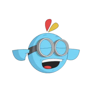 🙉 3b50d5f8 pájaro azul, dibujos animados, sonriendo, pájaro telegram sticker