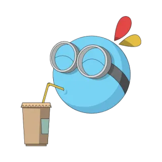 🍹 6ed03243 pájaro, dibujo animado, bebida, café, lindo, azul, gafas telegram sticker