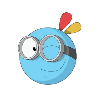 😉 fa16e377 dibujo animado, azul, pájaro, personaje, redondo, gafas, feliz telegram sticker