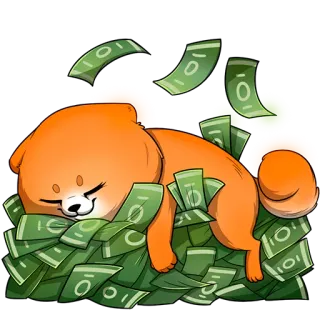 💰 41e6c25a 狗, 钱, 富, 财富, 金融, 柴犬, 卡通, 睡觉 telegram sticker