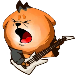 🤟 431c1aa0 狗, 吉他, 音乐, 动物, 摇滚, 卡通, 插图 telegram sticker