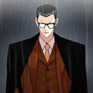 😤 3e3bc971 hombre, anime, serio, negocios, traje, gafas whatsapp sticker