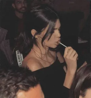 🌿 4300344e mulher, pirulito, retrato, pessoa, escuro, glamour telegram sticker