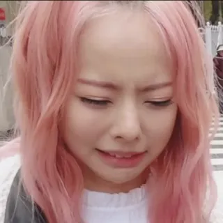 😩 3d1bba57 crying, pink hair, sad, emotional telegram sticker