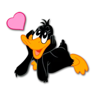 😍 acd76890 Daffy Duck Looney Tunes 卡通, 鸭子, 达菲鸭, 乐一通, 心, 可爱 whatsapp sticker