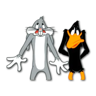 😒 beb1f742 Bugs Bunny Looney Tunes 卡通, 角色, 乐一通, 兔八哥, 达菲鸭, 伤心, 表情 whatsapp sticker