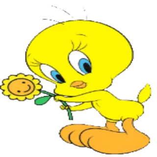 🌼 942ef9e1 Tweety Bird Titti, Uccello, Cartone animato, Looney Tunes, Girasole telegram sticker