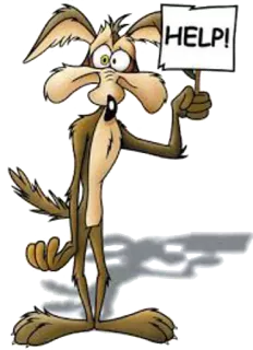 😢 ef264499 Wile E. Coyote Looney Tunes HELP! cartoon, coyote, help, looney tunes, wile e coyote, sign telegram sticker