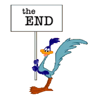 😃 7ede9e70 Road Runner Looney Tunes the END 卡通, BB鸟, 结束, 乐一通, 结尾, 标志 telegram sticker