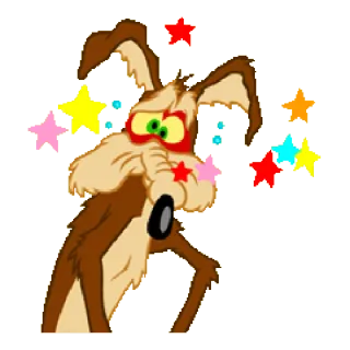 ☠ a800543d Wile E. Coyote Looney Tunes 卡通, 郊狼, 星星, 头晕, 乐一通, 威利狼 telegram sticker