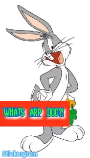 🤔 209e18b4 Bugs Bunny WHAT'S APP DOC?! 만화, 토끼, 루니 툰, 스티커 telegram sticker