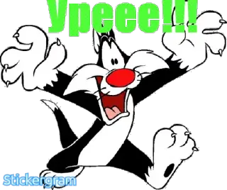😃 6c96726f Sylvester Уреее!!! 만화, 고양이, 실베스터 고양이, 행복한, 신나는 telegram sticker