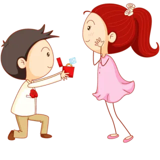 💋 0463b442 помолвка, любовь, предложение, романтика, свадьба, мультфильм, брак, пара whatsapp sticker