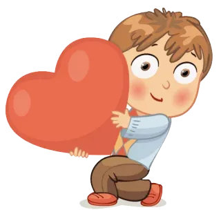 💋 258e9a74 мультфильм, сердце, мальчик, любовь, привязанность, объятие whatsapp sticker