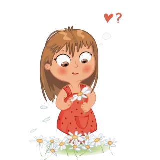 💋 2fd39455 девочка, ромашка, цветы, любовь, сердца, ребенок, мультфильм whatsapp sticker