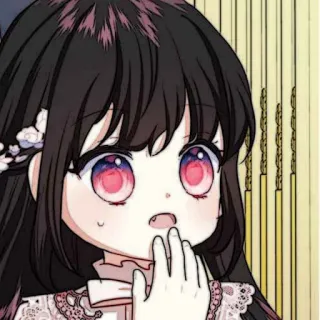 🐈‍⬛️ e438c188 animé, fille, inquiète, dessin animé, yeux roses telegram sticker