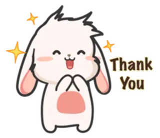 ⚪️ 045cb7cd Thank You ขอบคุณ, กระต่าย, น่ารัก, ประกาย, กระต่าย, ทักทาย telegram sticker