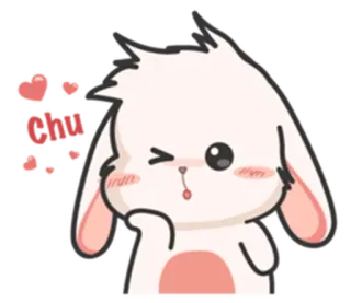 ⚪️ 86675ec1 chu น่ารัก, กระต่าย, หัวใจ, จูบ, คาวาอิ, สัตว์, การ์ตูน telegram sticker