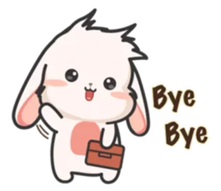 ⚪️ 88925f12 Bye Bye กระต่าย, การ์ตูน, บ๊ายบาย, โบกมือ, ทักทาย, กระเป๋าเดินทาง telegram sticker
