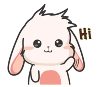 ⚪️ 99b9f916 Hi กระต่าย, สัตว์, ทักทาย, เป็นมิตร, การ์ตูน telegram sticker