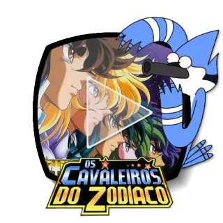 ▶ 66a2102b Mordecai Saint Seiya OS CAVALEIROS DO ZODIACO Saint Seiya, Anime, Kartun, Mordecai, Senjata, Senjata api, Kekerasan telegram sticker