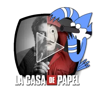 ▶️ 43af85a4 La Casa de Papel LA CASA DE PAPEL La Casa de Papel, Money Heist, Mordecai, Serial Netflix, Crossover, Profesor, Serial Spanyol telegram sticker