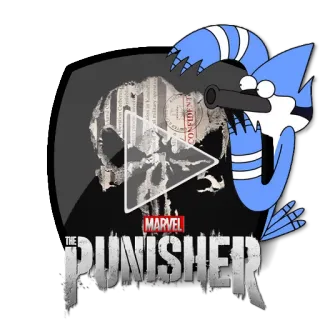 ▶ 5ae5d3f9 Mordecai The Punisher Punisher, Mordecai, Regular Show, Mashup, Karakter, Senjata api, Senjata, Tengkorak telegram sticker