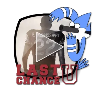 ▶ e3255261 Mordecai Regular Show LAST CHANCE U sepak bola, olahraga, atlet, Last Chance U, Mordecai, Regular Show, kartun telegram sticker