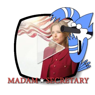 ▶ e7af90be Madam Secretary MADAM SECRETARY Madam Secretary, politik, pemerintah, militer, bendera Amerika, senjata telegram sticker