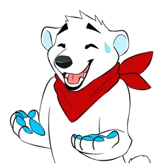 😫 f6910987 белый медведь, мультфильм, животное, наклейка, персонаж, бандана telegram sticker