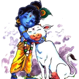 🥰 9f73e3c0 Krishna Ấn Độ giáo, thần, vị thần, bò, tôn giáo, Ấn Độ telegram sticker
