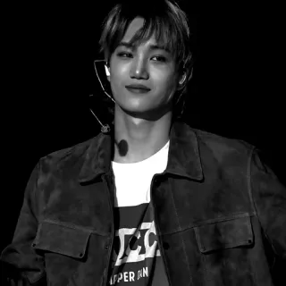 ⛲️ 50ca8f0e UPPER AN kpop, kai, exo, singer, male, black and white, man telegram sticker