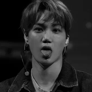 ⛲️ e6917dec man, tongue, black and white, person, expression, kpop telegram sticker