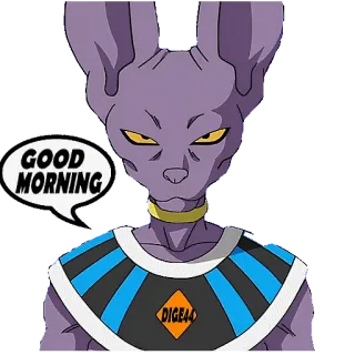 🛏 77046c46 Beerus Dragon Ball GOOD MORNING anime, kucing, Lord Beerus, Dragon Ball, selamat pagi, salam telegram sticker