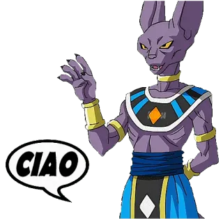 👋 5dc25a91 Beerus Dragon Ball CIAO 드래곤볼, 비루스, 애니메이션, 챠오, 인사 telegram sticker