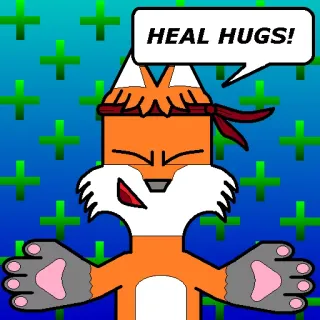 🎾 c5f692a9 HEAL HUGS! raposa, abraço, cura, desenho animado, personagem, animal whatsapp sticker