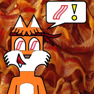 🎾 d18881d7 🥓! bacon, comida, raposa, desenho animado, animal, faminto whatsapp sticker