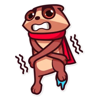 ❄ 0bf619e6 นาก, หนาว, เย็นจัด, การ์ตูน, สัตว์, ผ้าพันคอ telegram sticker